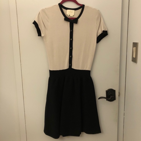 Black and white button up dress with bow